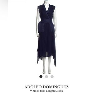 Adolfo Dominguez, Navy Wrap Dress With Bow Accents